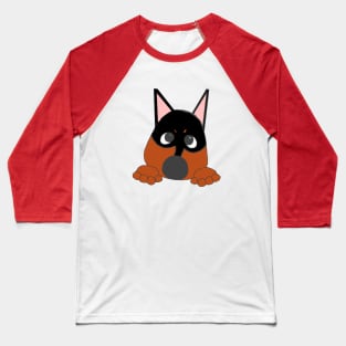 miniature pinscher black and rust peeking cartoon Baseball T-Shirt